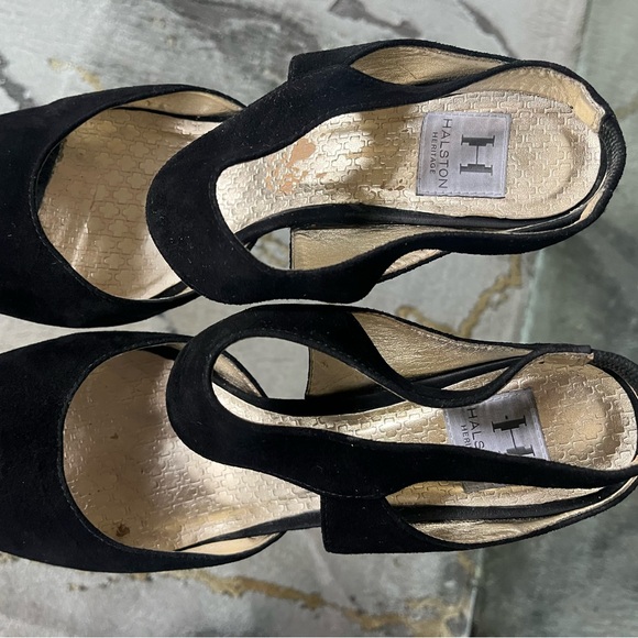 Rare Vintage Halston Heritage Black Suede Heels- size 11 - Picture 6 of 7